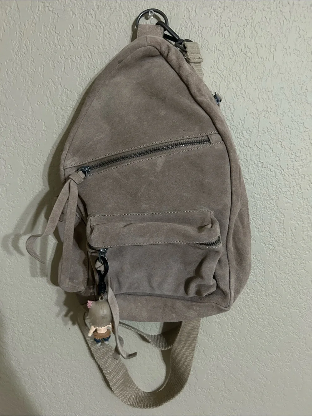 Free People Taupe Suede Sling Backpack